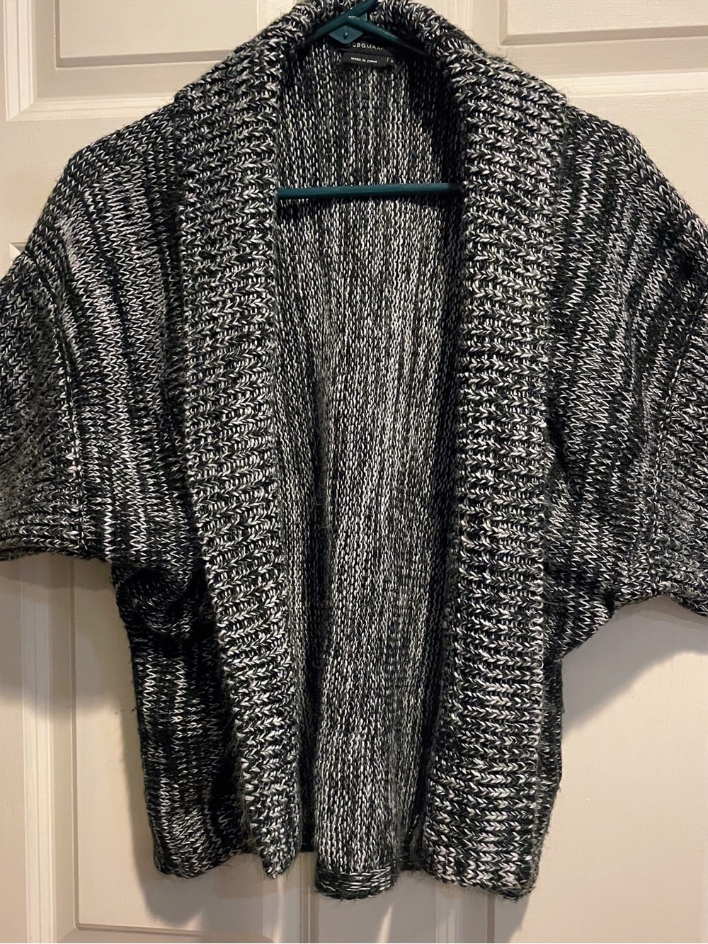 BCBGMaxAzria Black & White Marled Open-Front Cardigan
